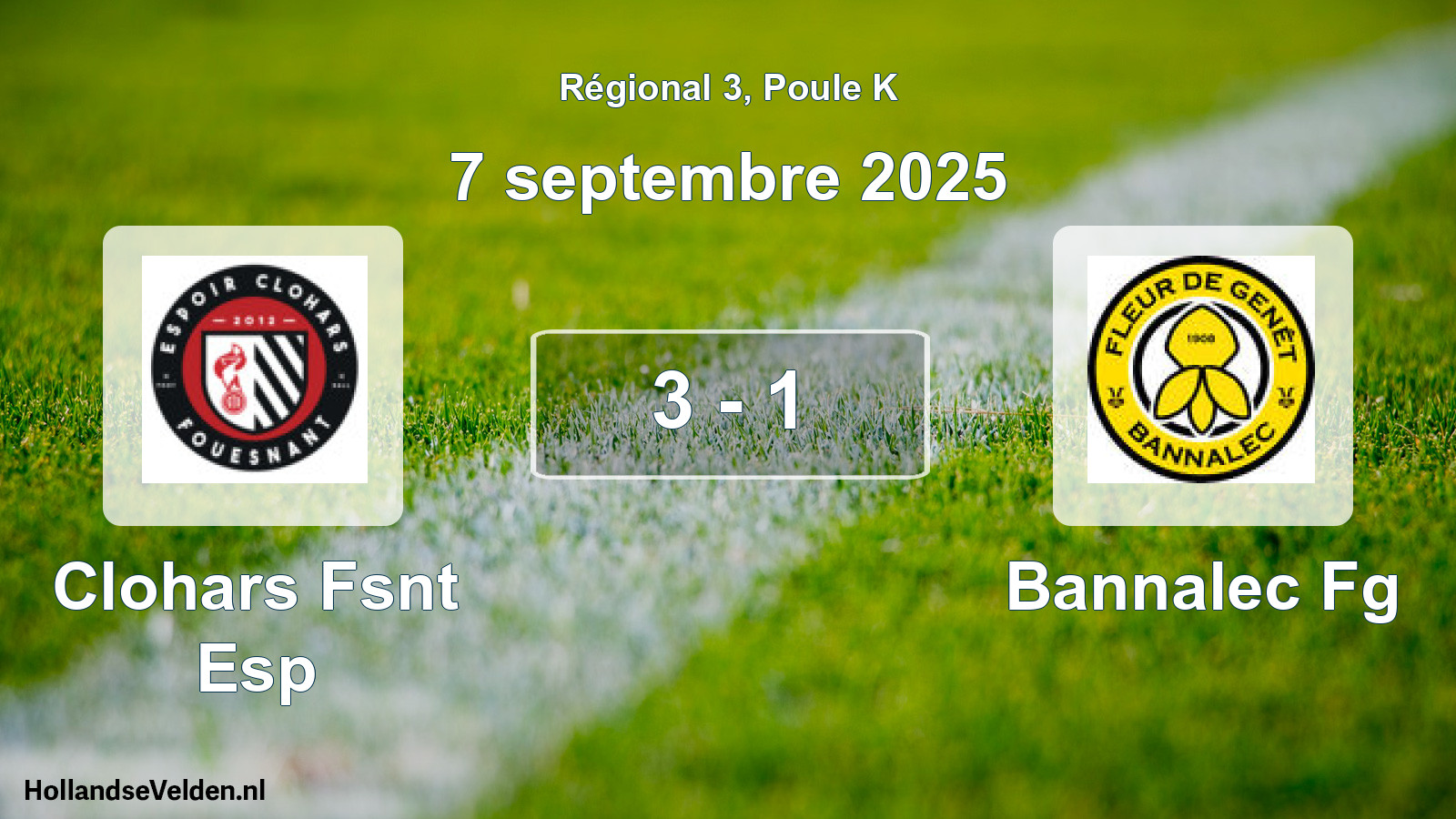Gespeelde wedstrijd: Clohars Fsnt Esp - Bannalec Fg 3 - 1 (7 septembre 2025)