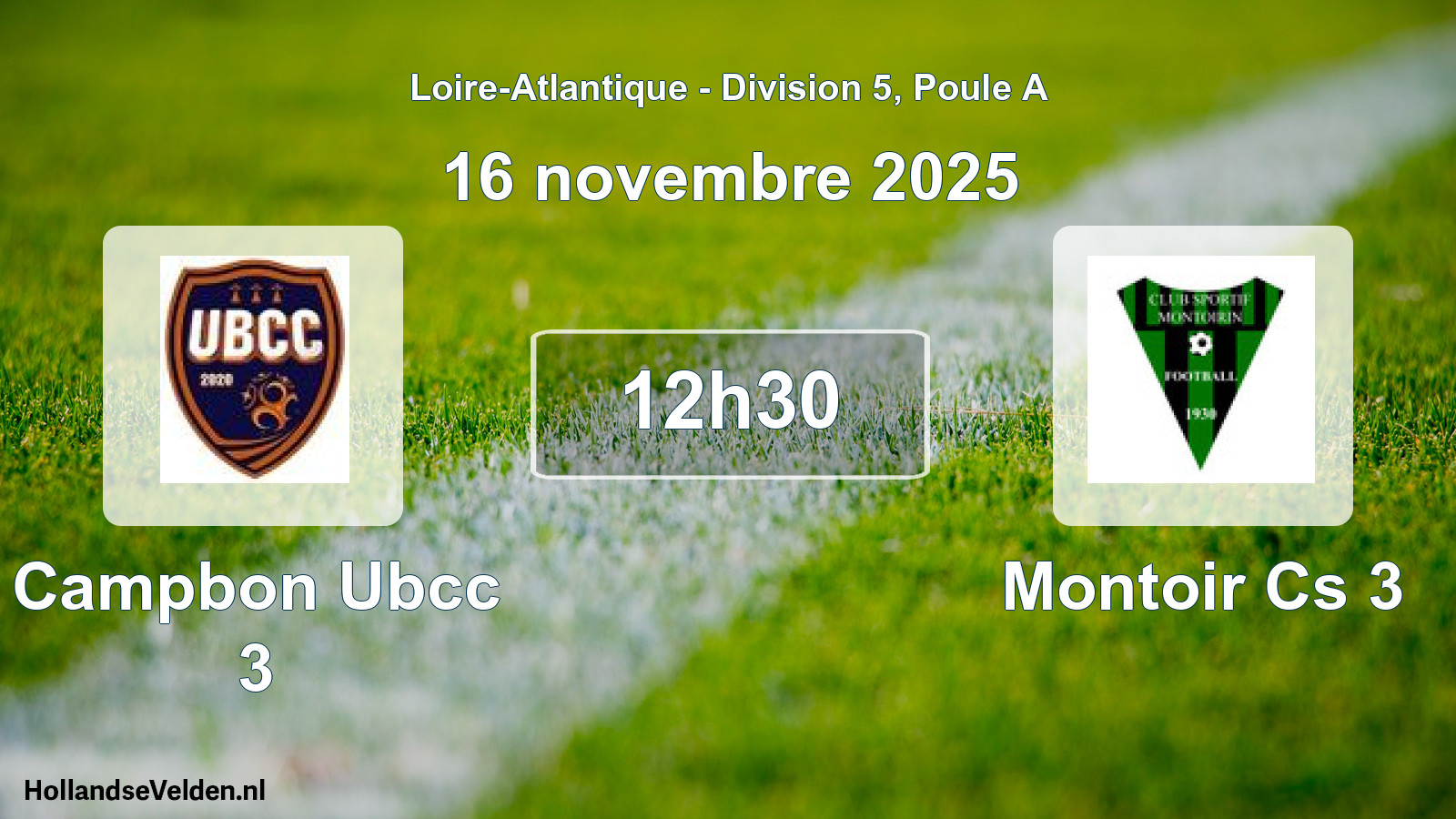 Geplande wedstrijd: Campbon Ubcc 3 - Montoir Cs 3 (16 novembre 2025)
