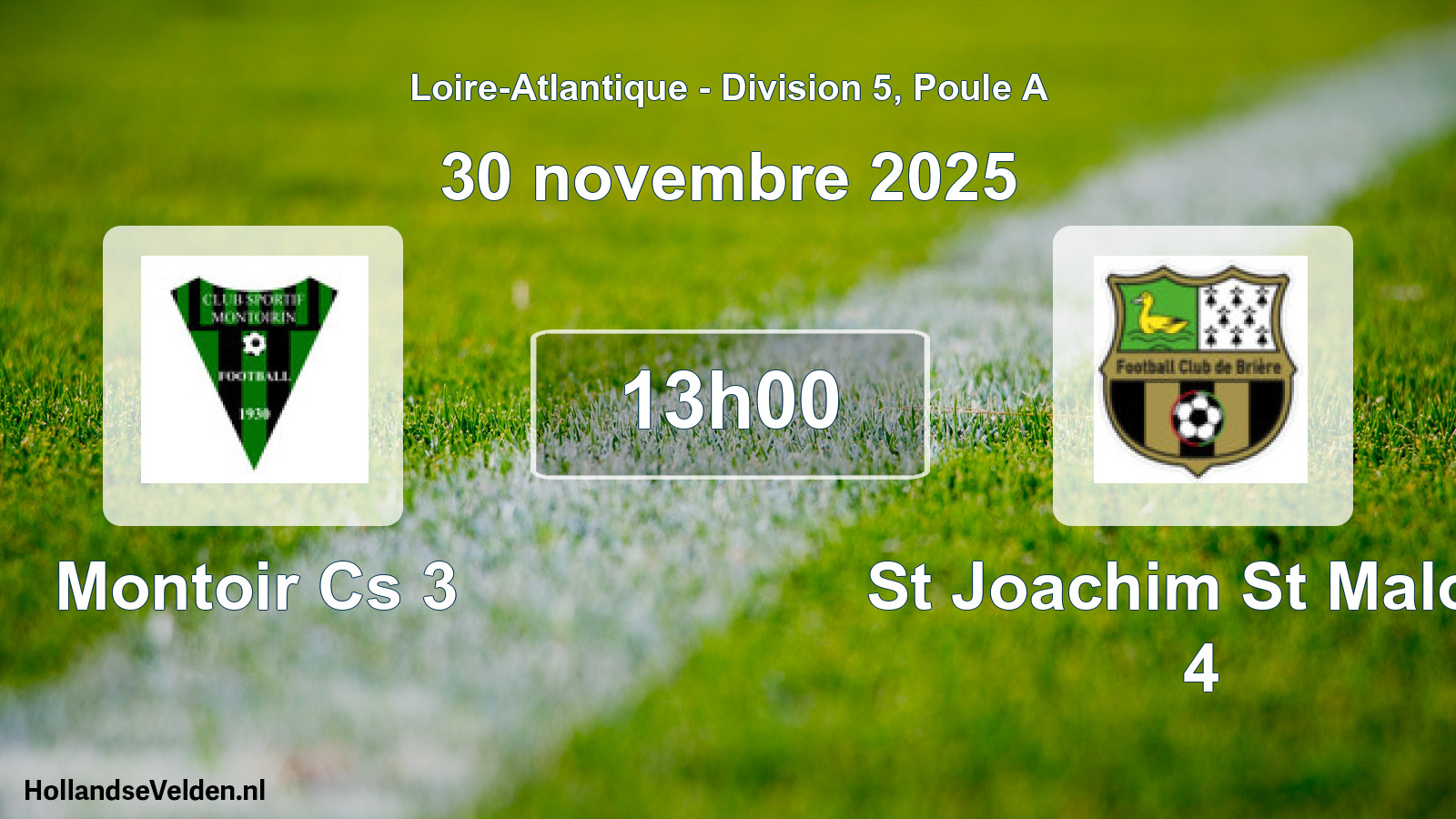 Geplande wedstrijd: Montoir Cs 3 - St Joachim St Malo F 4 (30 novembre 2025)