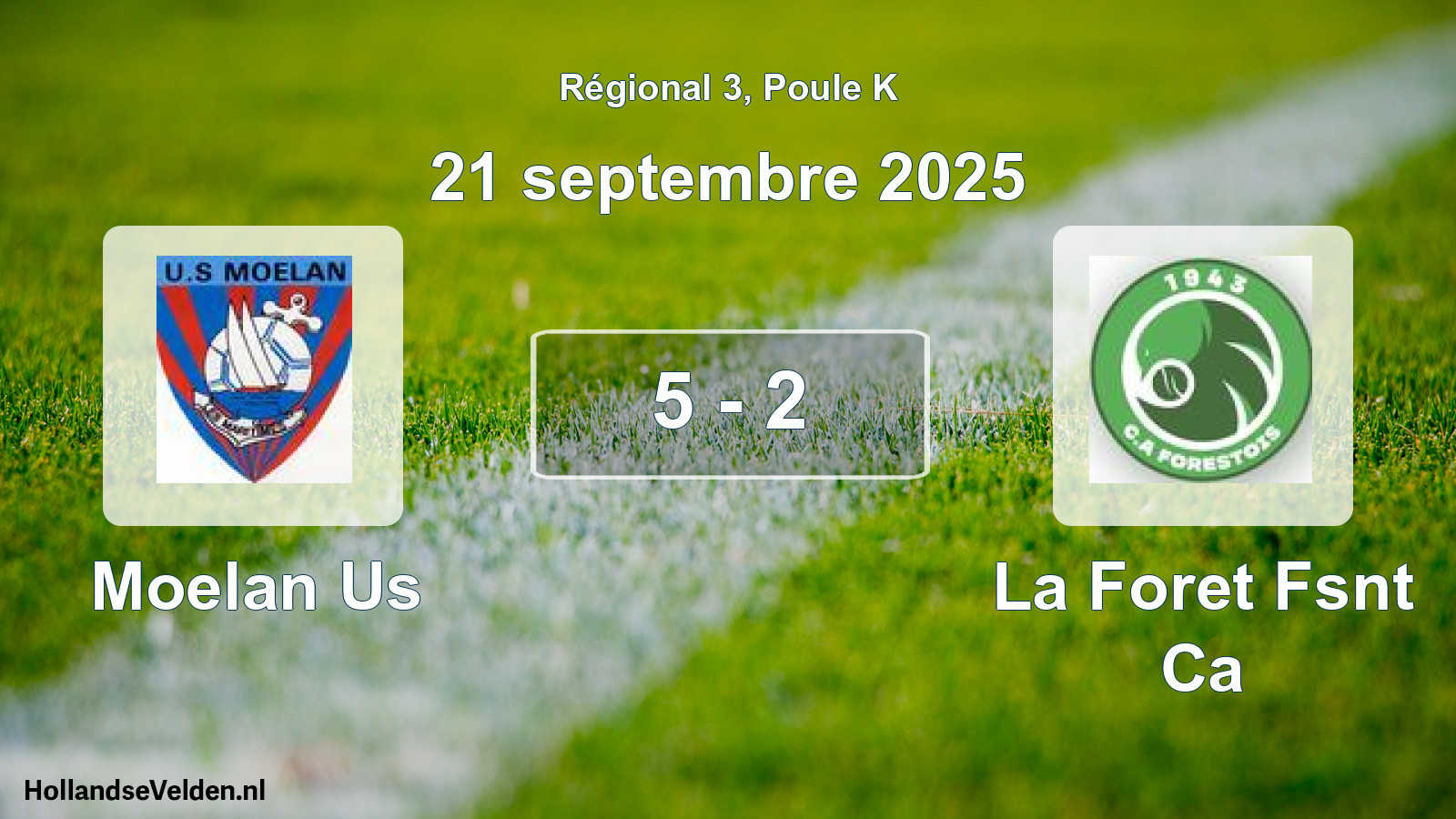 Gespeelde wedstrijd: Moelan Us - La Foret Fsnt Ca 5 - 2 (21 september 2025)