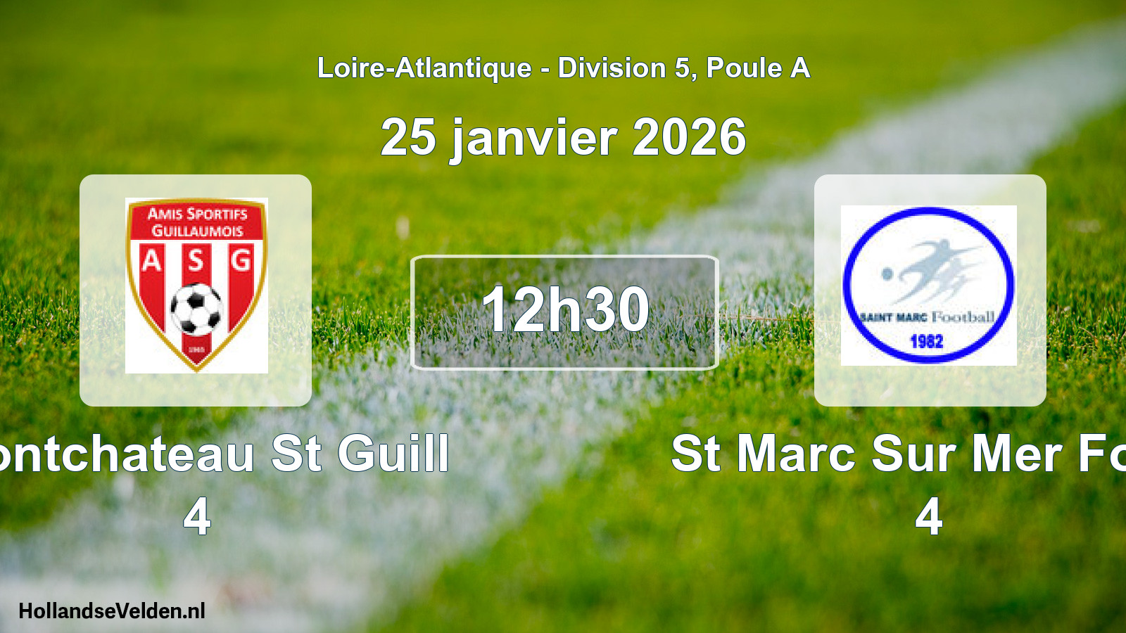 Geplande wedstrijd: Pontchateau St Guill 4 - St Marc Sur Mer Foot 4 (25 januari 2026)