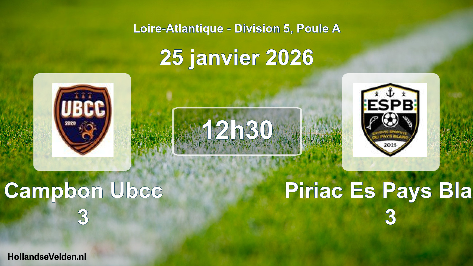 Geplande wedstrijd: Campbon Ubcc 3 - Piriac Es Pays Blanc 3 (25 januari 2026)