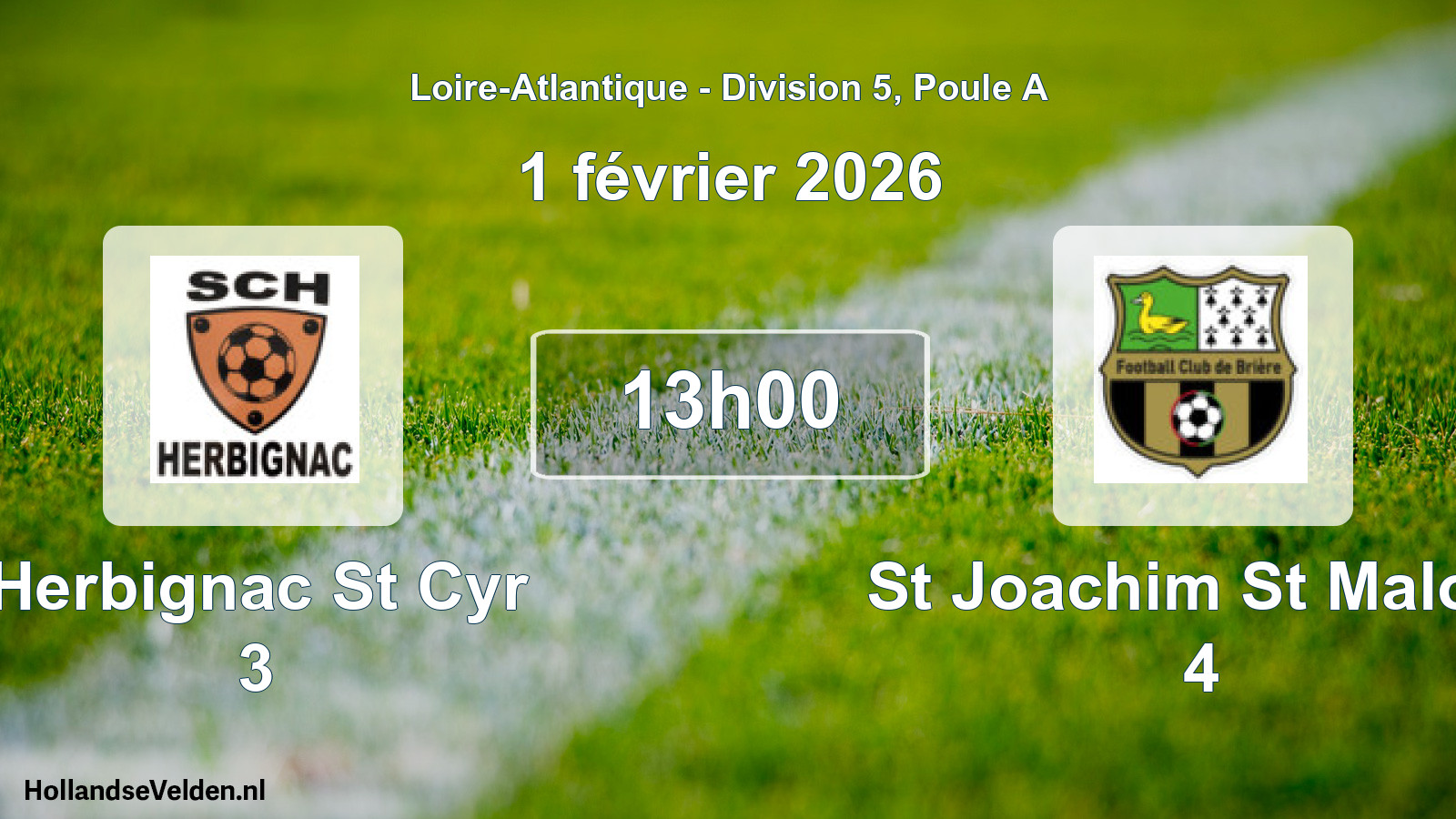 Geplande wedstrijd: Herbignac St Cyr 3 - St Joachim St Malo F 4 (1 février 2026)