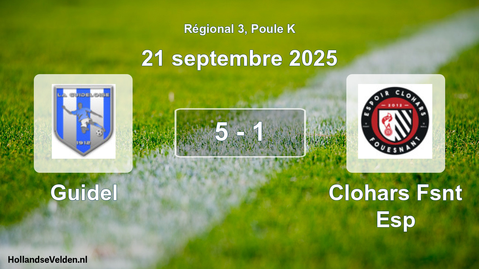 Gespeelde wedstrijd: Guidel - Clohars Fsnt Esp 5 - 1 (21 septembre 2025)