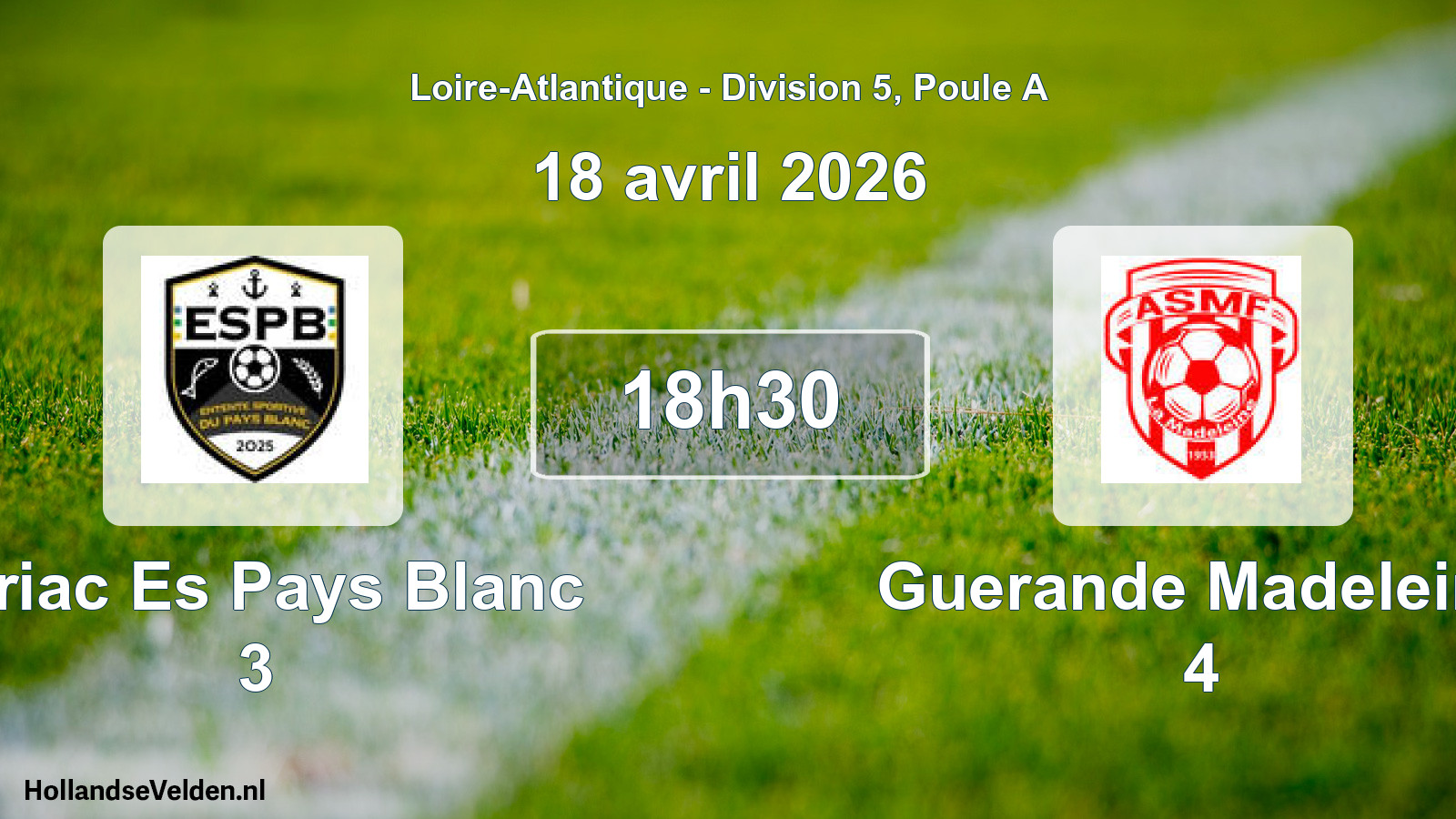 Geplande wedstrijd: Piriac Es Pays Blanc 3 - Guerande Madeleine 4 (18 april 2026)