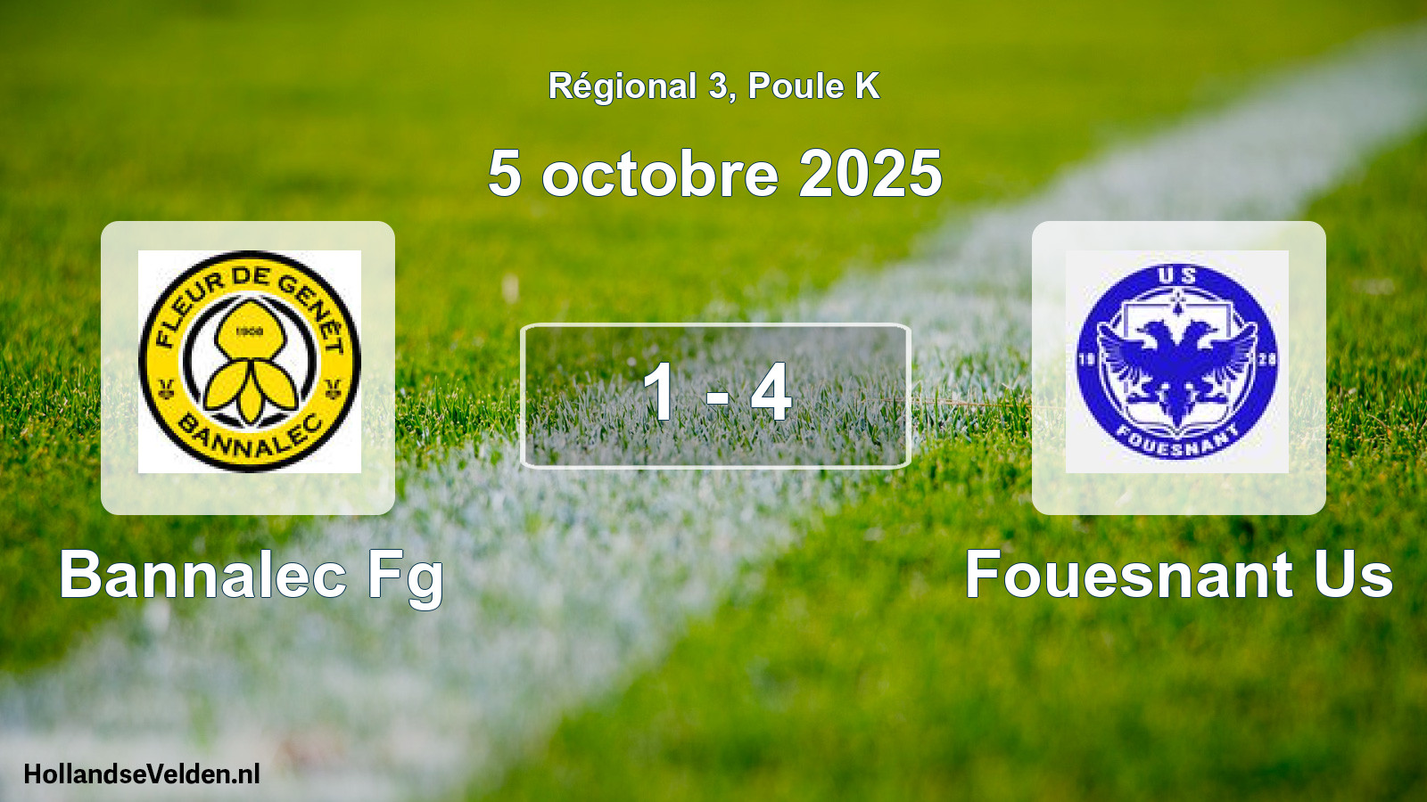 Gespeelde wedstrijd: Bannalec Fg - Fouesnant Us 1 - 4 (5 octobre 2025)