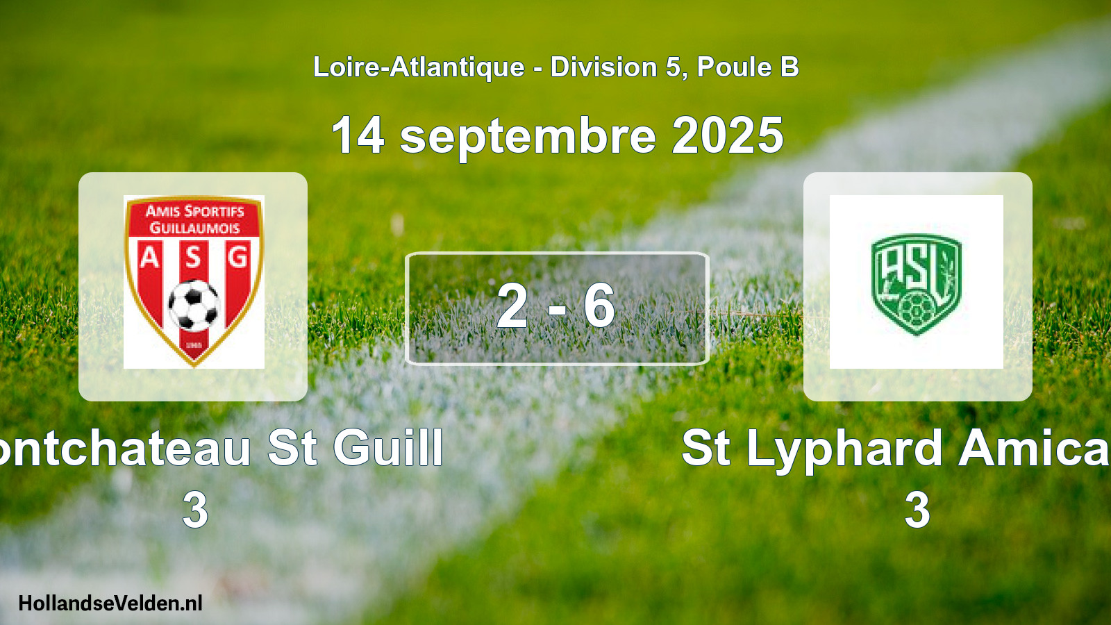 Gespeelde wedstrijd: Pontchateau St Guill 3 - St Lyphard Amicale 3 2 - 6 (14 septembre 2025)