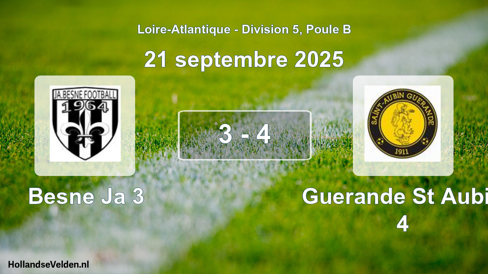 Gespeelde wedstrijd: Besne Ja 3 - Guerande St Aubin 4 3 - 4 (21 septembre 2025)