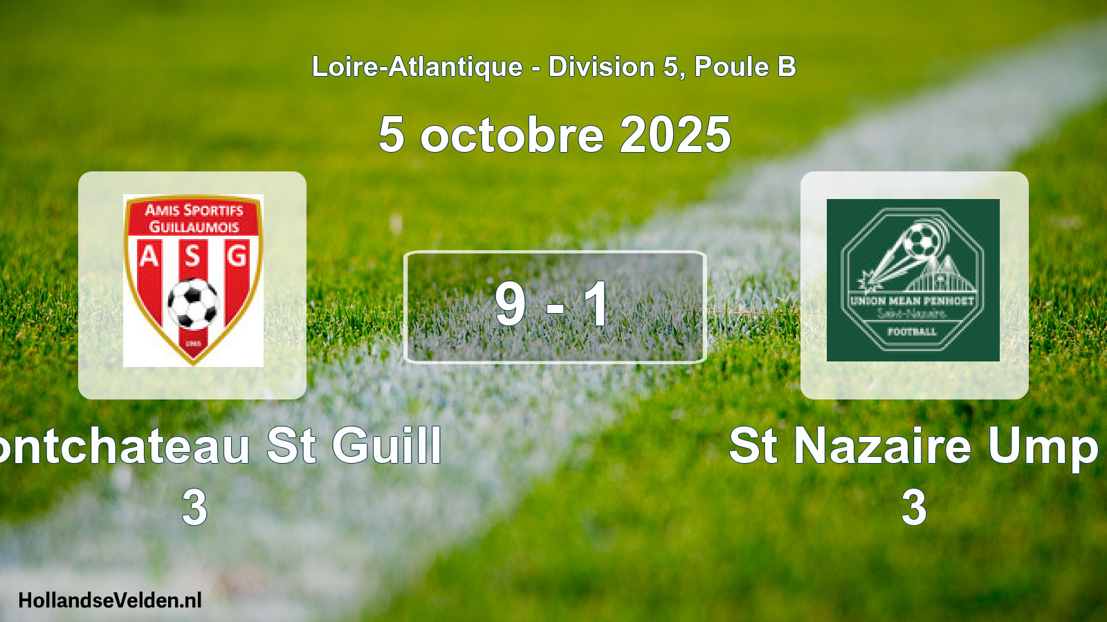 Gespeelde wedstrijd: Pontchateau St Guill 3 - St Nazaire Ump 3 9 - 1 (5 octobre 2025)