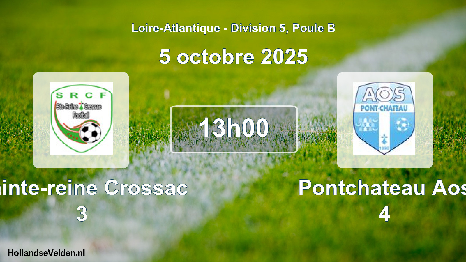 Geplande wedstrijd: Sainte-reine Crossac 3 - Pontchateau Aos 4 (5 oktober 2025)