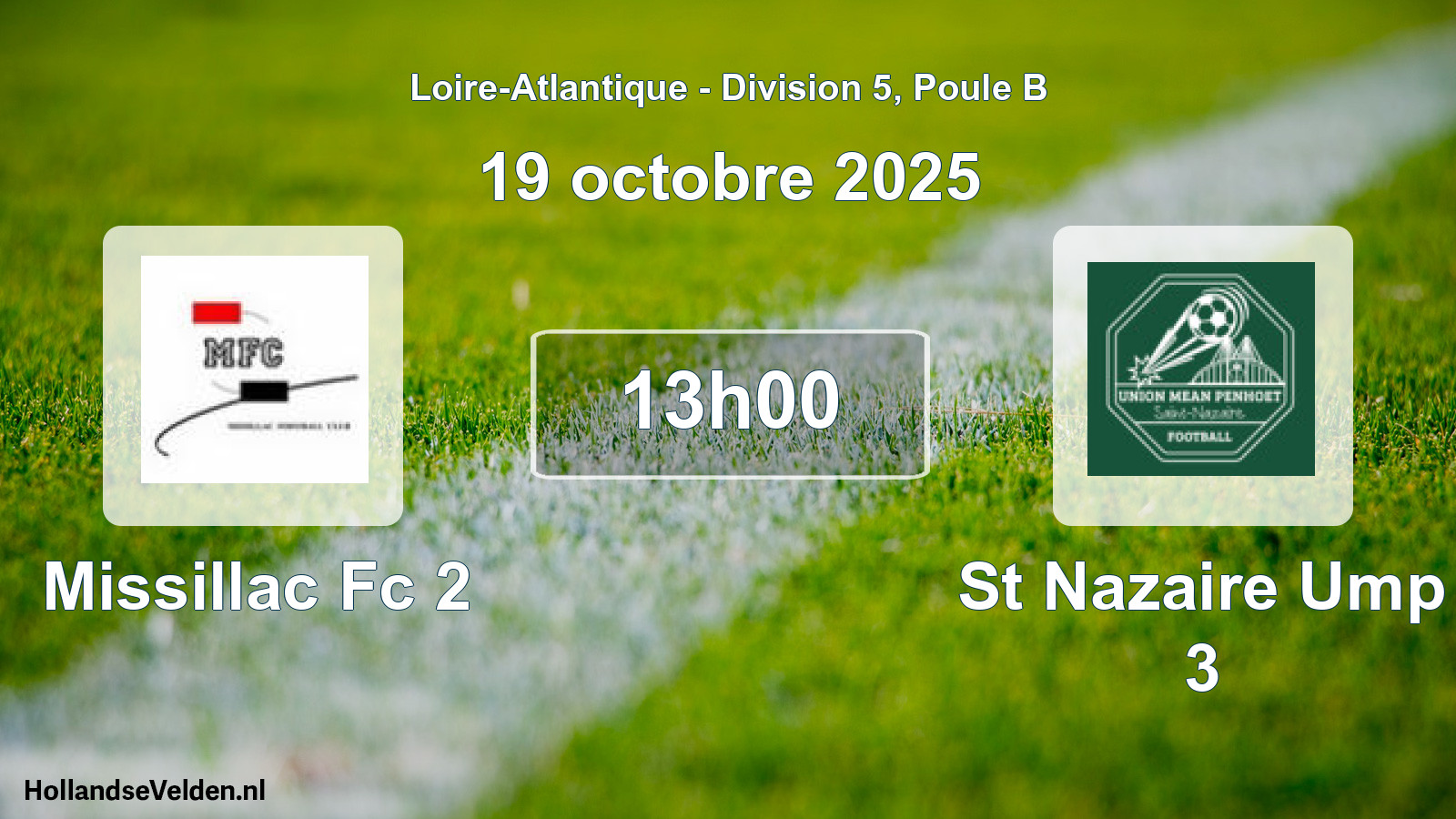 Geplande wedstrijd: Missillac Fc 2 - St Nazaire Ump 3 (19 oktober 2025)