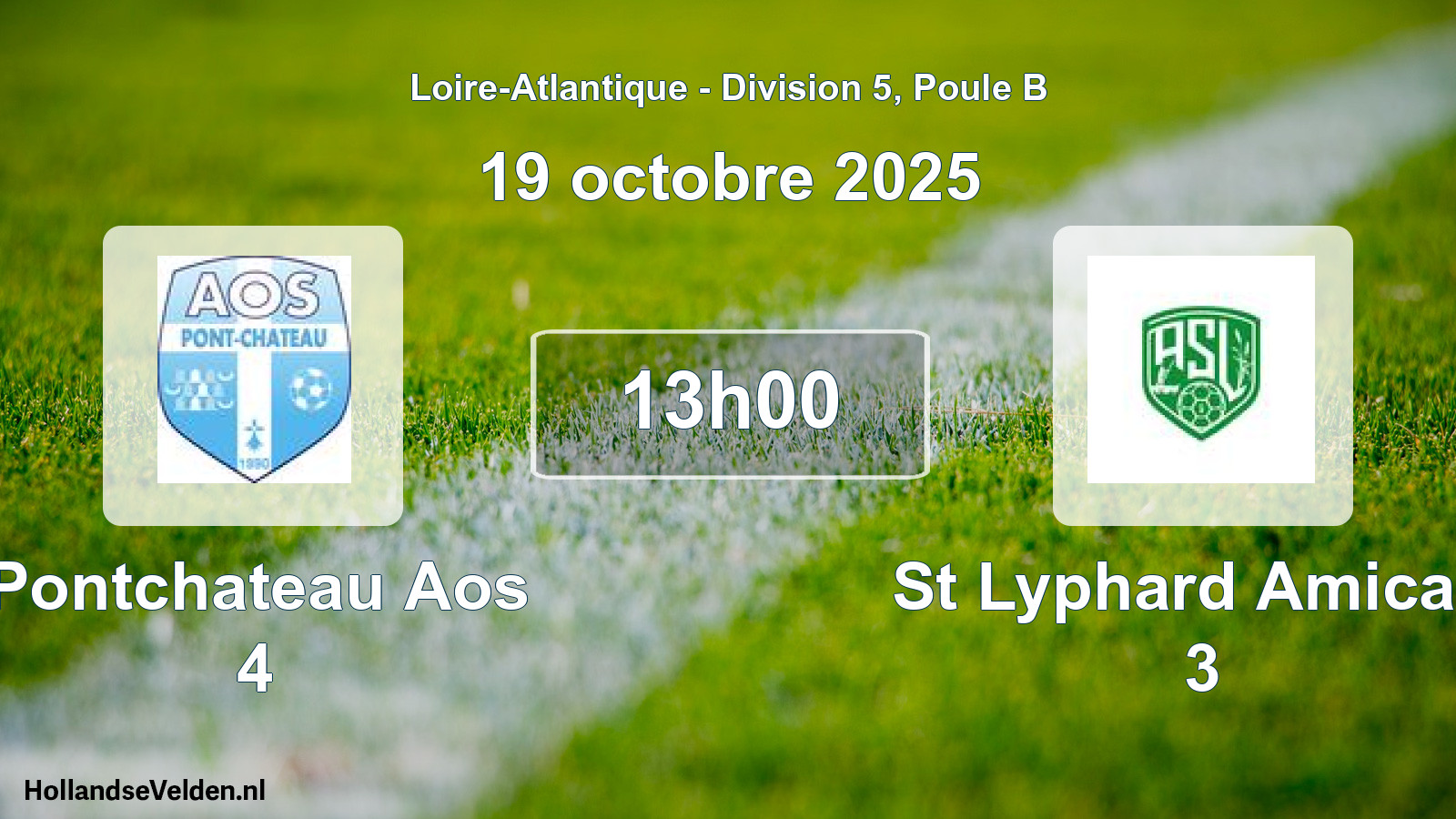Geplande wedstrijd: Pontchateau Aos 4 - St Lyphard Amicale 3 (19 oktober 2025)