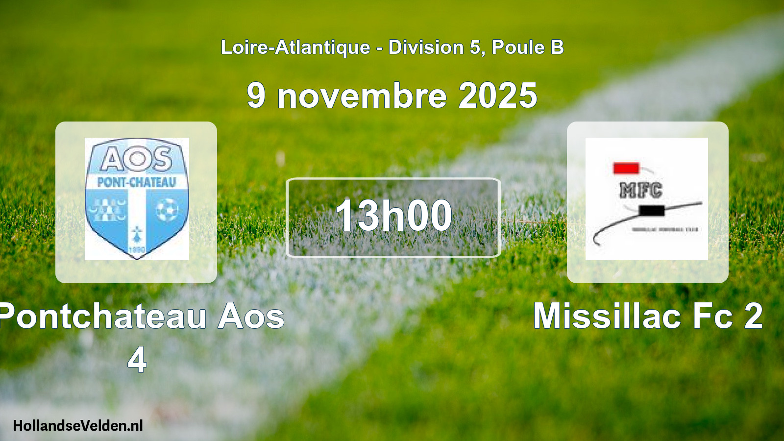 Geplande wedstrijd: Pontchateau Aos 4 - Missillac Fc 2 (9 novembre 2025)