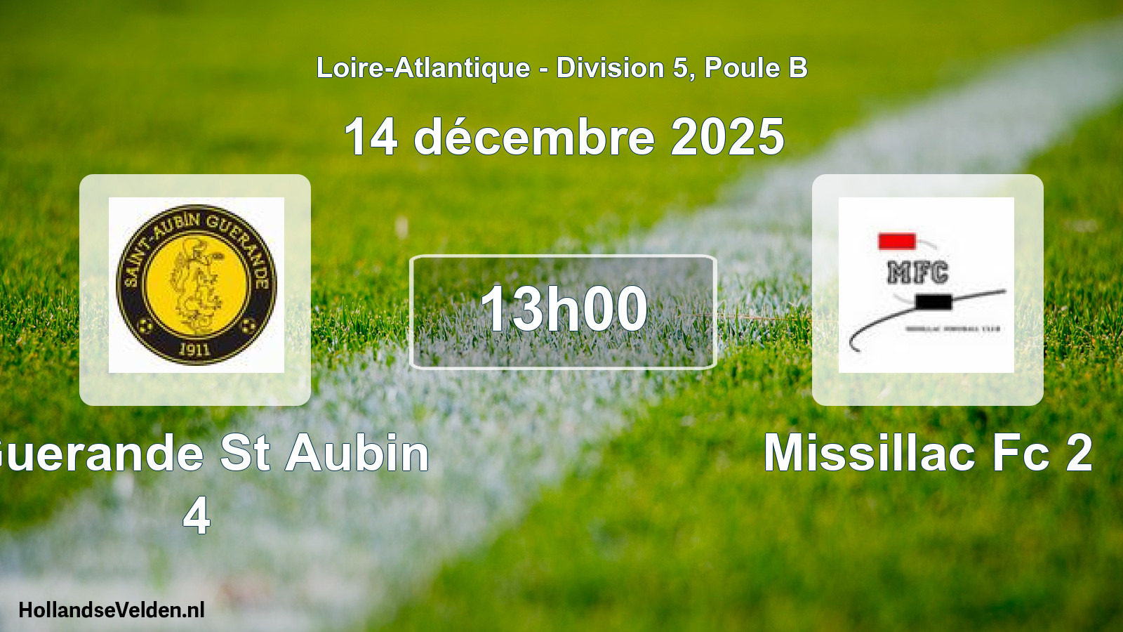 Geplande wedstrijd: Guerande St Aubin 4 - Missillac Fc 2 (14 december 2025)