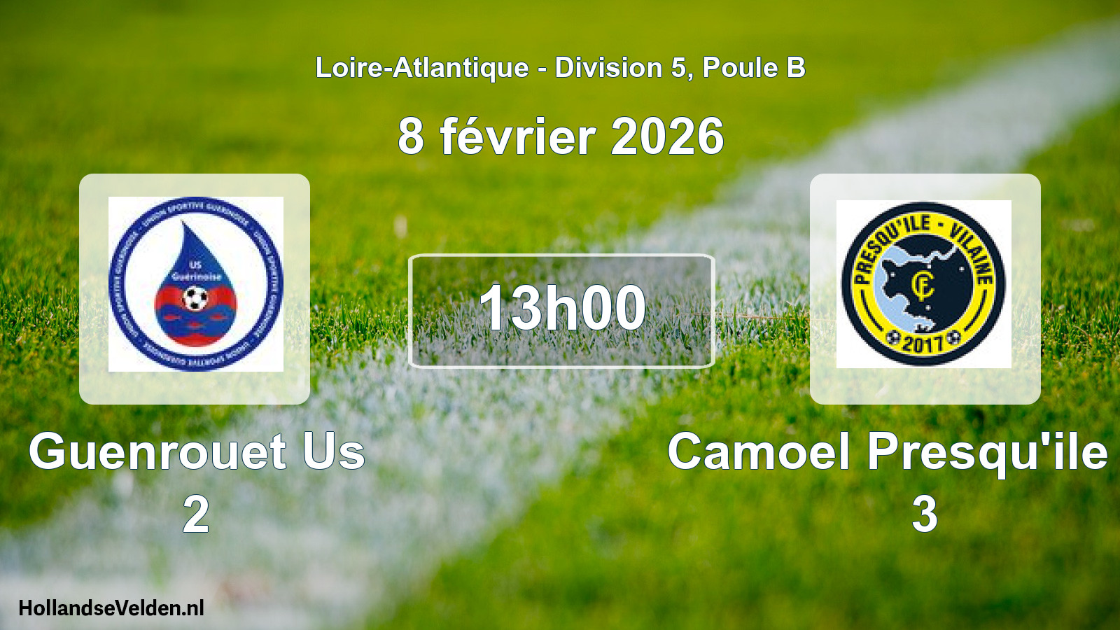 Geplande wedstrijd: Guenrouet Us 2 - Camoel Presqu'ile Fc 3 (8 février 2026)