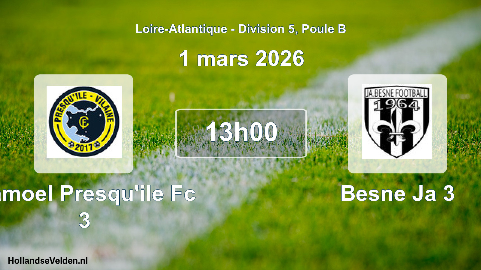 Scheduled Match: Camoel Presqu'ile Fc 3 - Besne Ja 3 (1 March 2026)