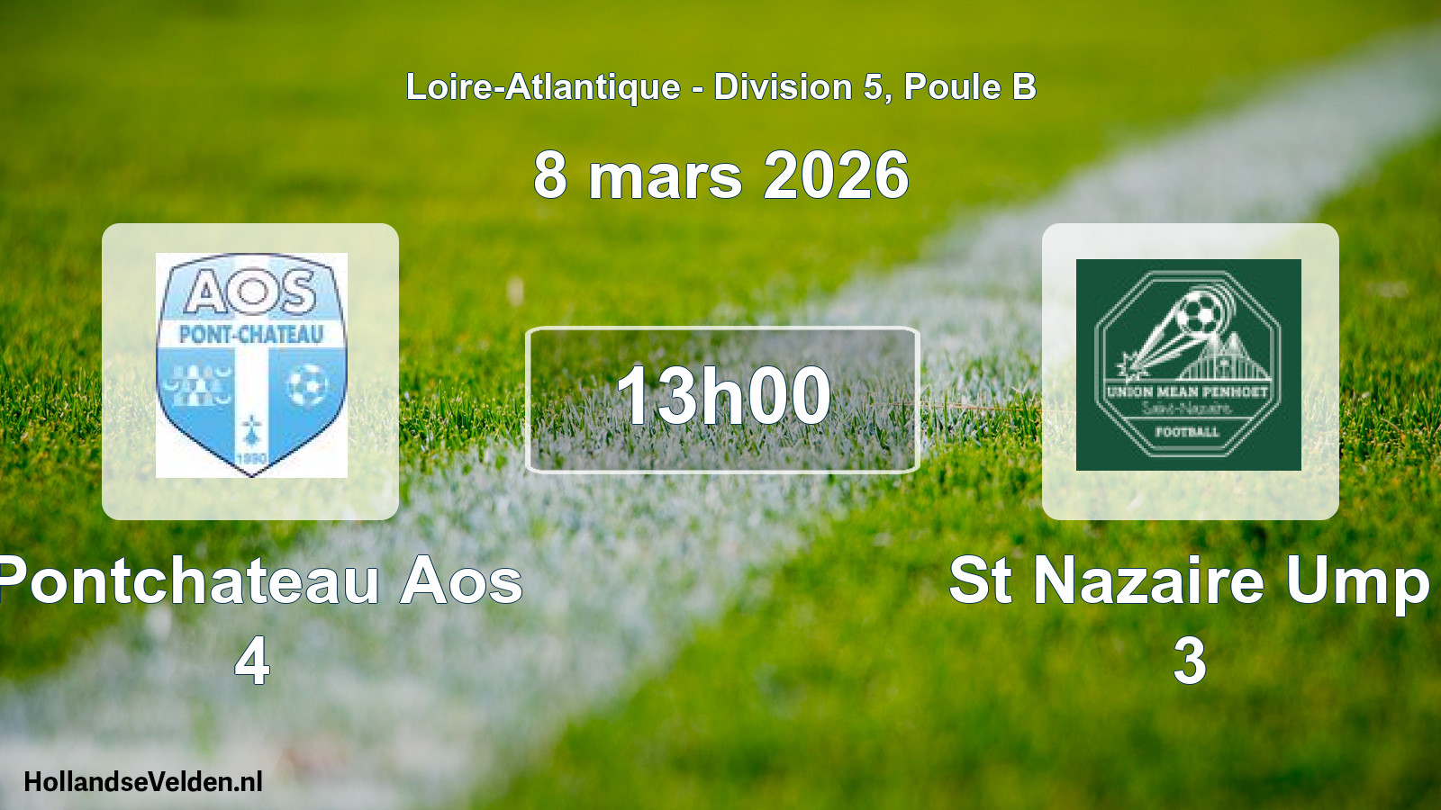 Scheduled Match: Pontchateau Aos 4 - St Nazaire Ump 3 (8 March 2026)