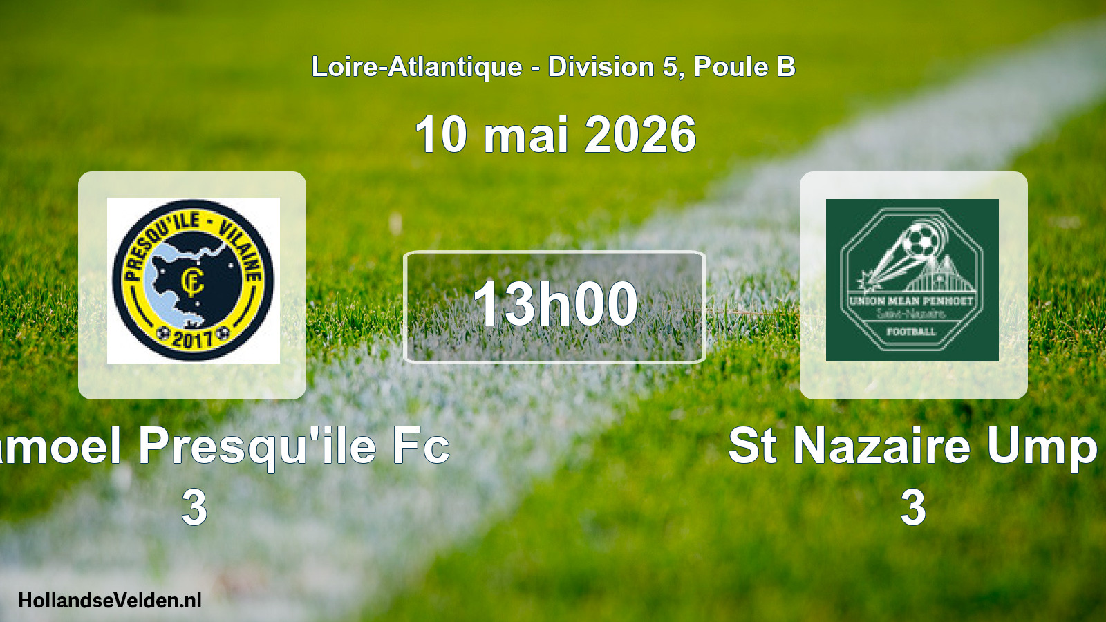 Geplande wedstrijd: Camoel Presqu'ile Fc 3 - St Nazaire Ump 3 (10 mai 2026)