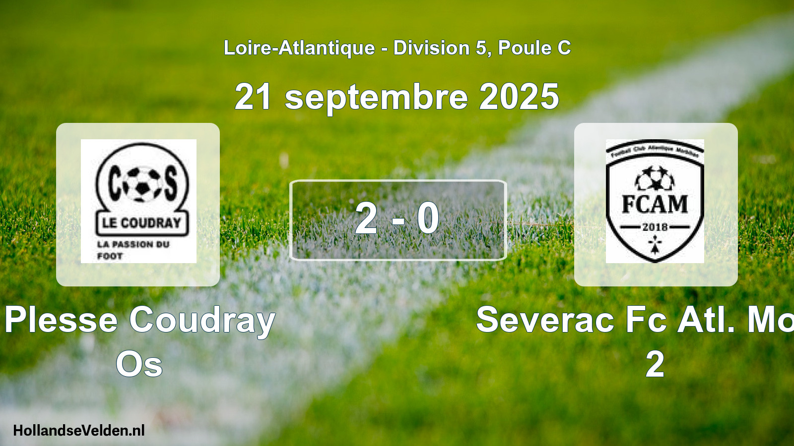 Gespeelde wedstrijd: Plesse Coudray Os - Severac Fc Atl. Morb 2 2 - 0 (21 september 2025)