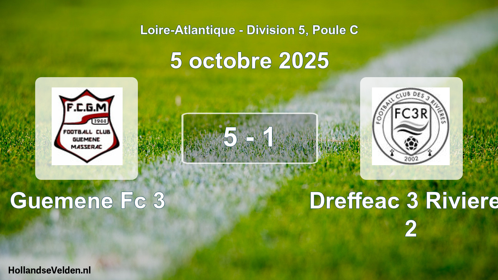 Gespeelde wedstrijd: Guemene Fc 3 - Dreffeac 3 Rivieres 2 5 - 1 (5 octobre 2025)