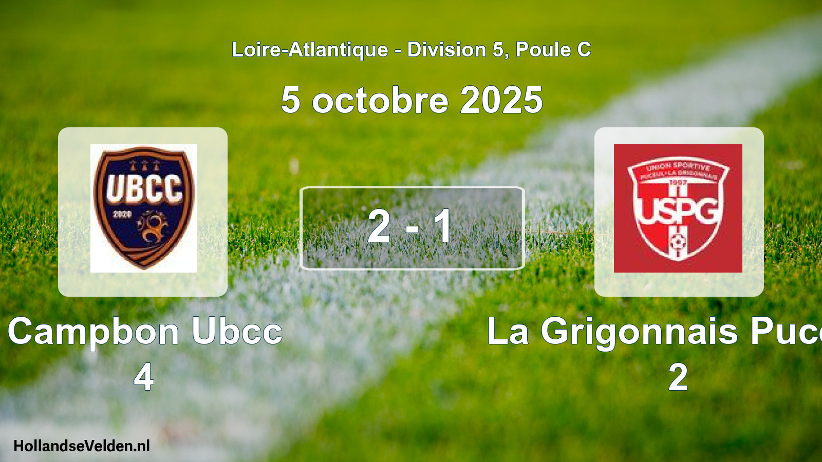 Gespeelde wedstrijd: Campbon Ubcc 4 - La Grigonnais Puceul 2 2 - 1 (5 octobre 2025)