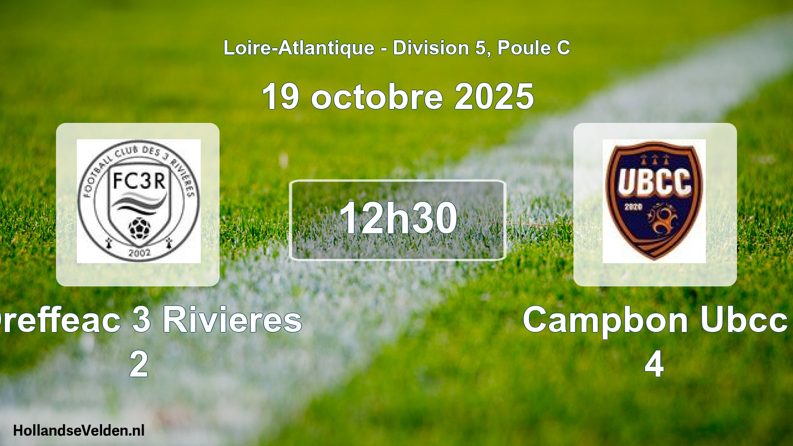 Geplande wedstrijd: Dreffeac 3 Rivieres 2 - Campbon Ubcc 4 (19 octobre 2025)