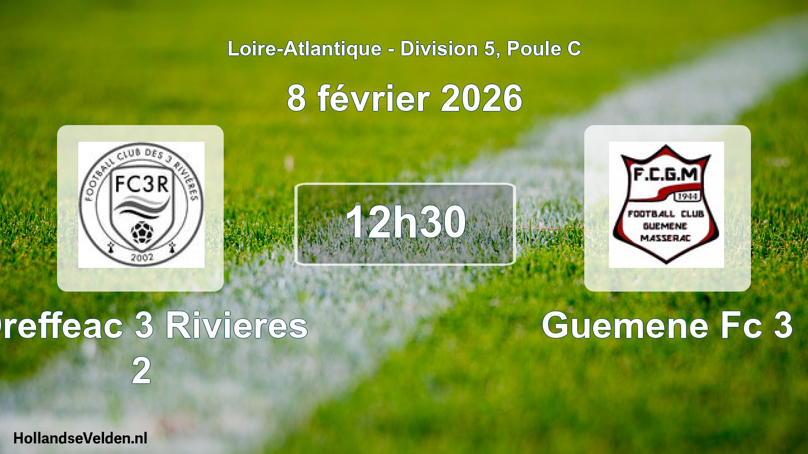 Geplande wedstrijd: Dreffeac 3 Rivieres 2 - Guemene Fc 3 (8 février 2026)