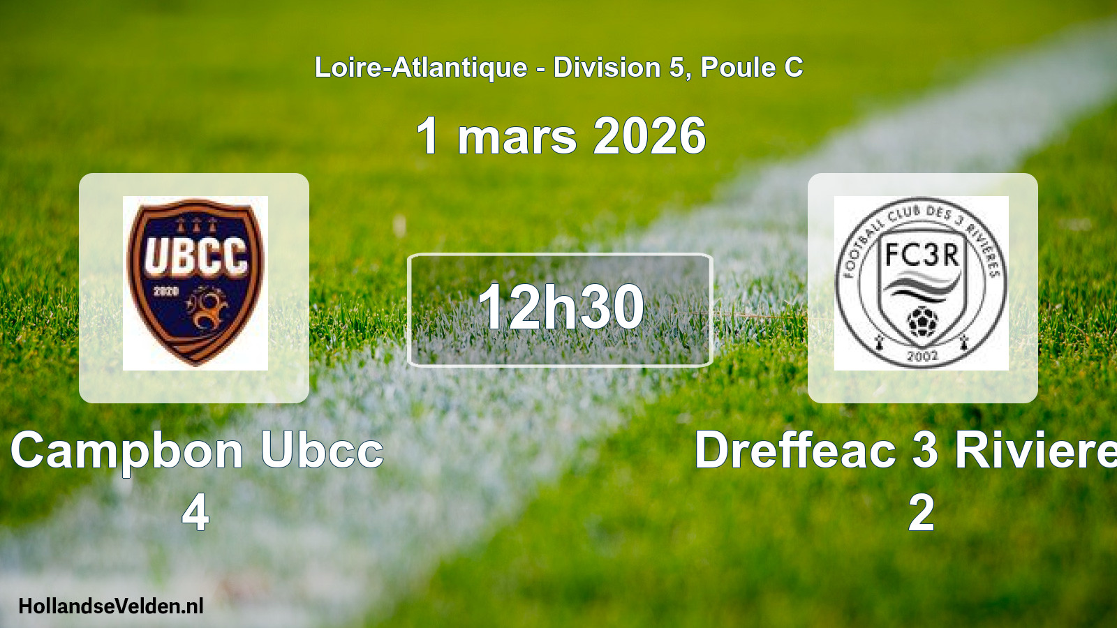 Geplande wedstrijd: Campbon Ubcc 4 - Dreffeac 3 Rivieres 2 (1 maart 2026)