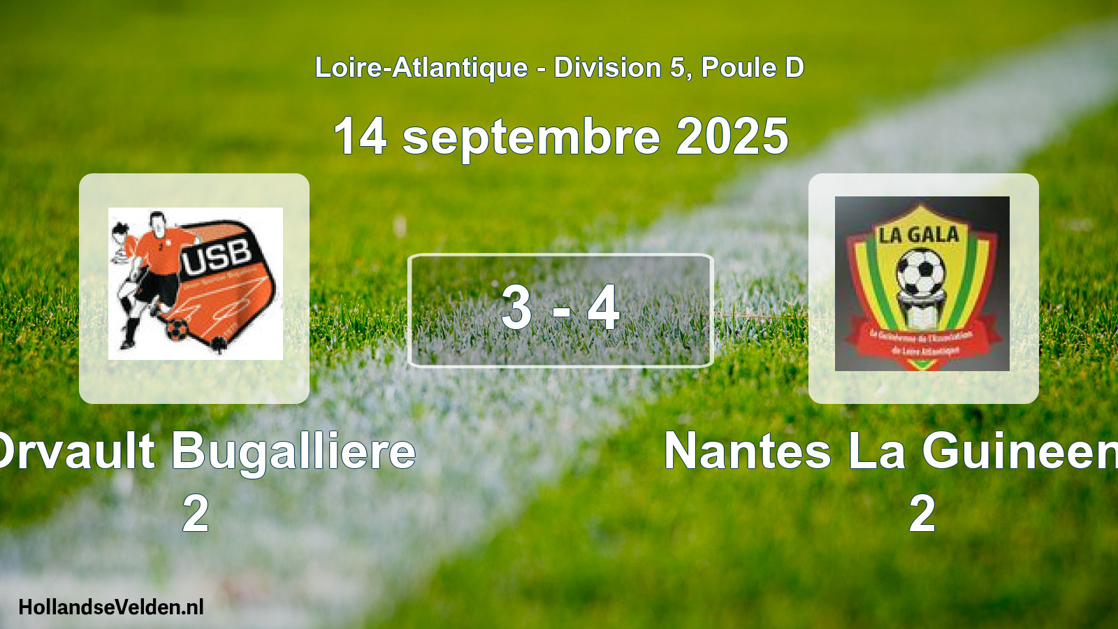 Gespeelde wedstrijd: Orvault Bugalliere 2 - Nantes La Guineenne 2 3 - 4 (14 september 2025)