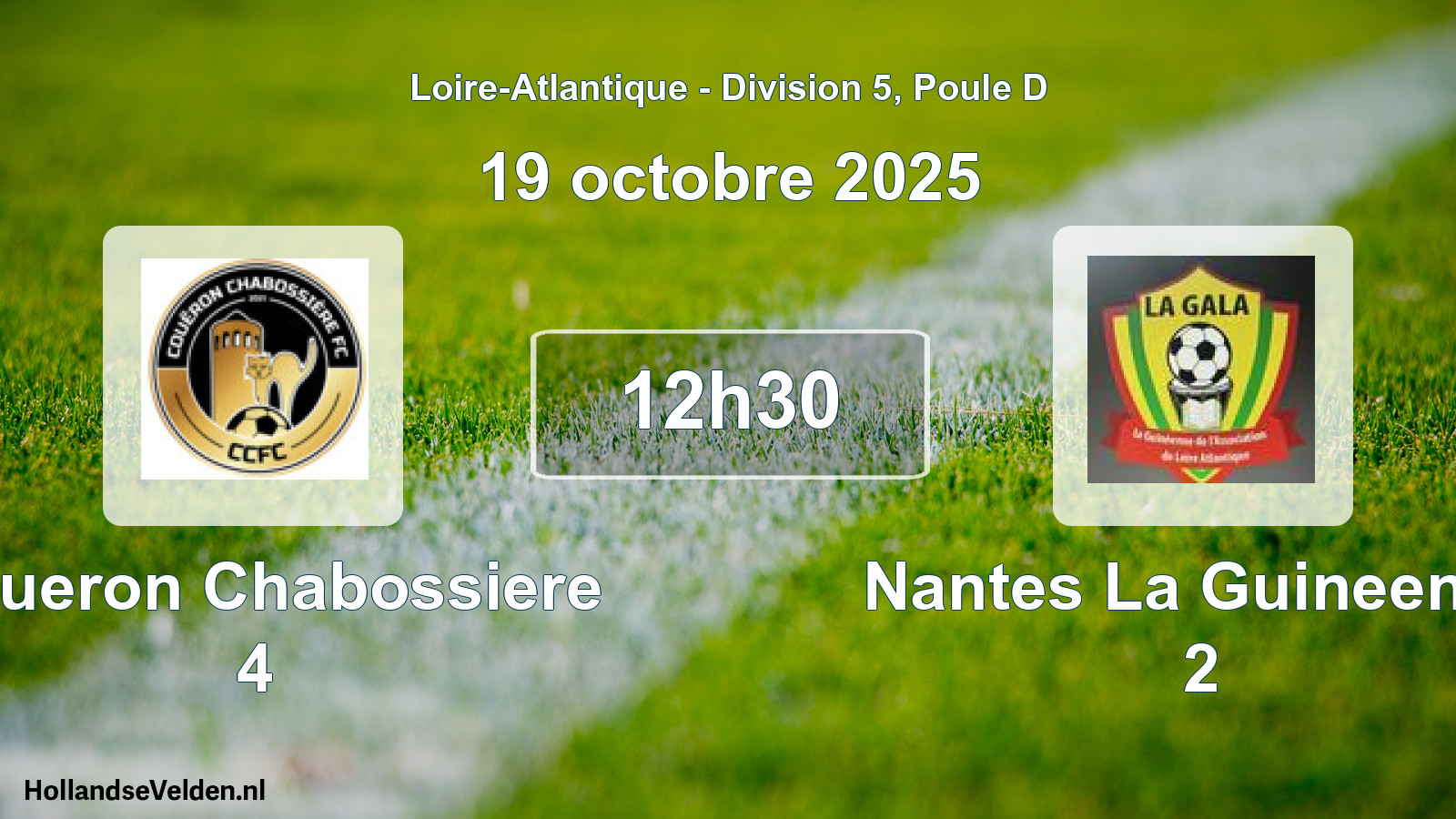 Geplande wedstrijd: Coueron Chabossiere 4 - Nantes La Guineenne 2 (19 octobre 2025)