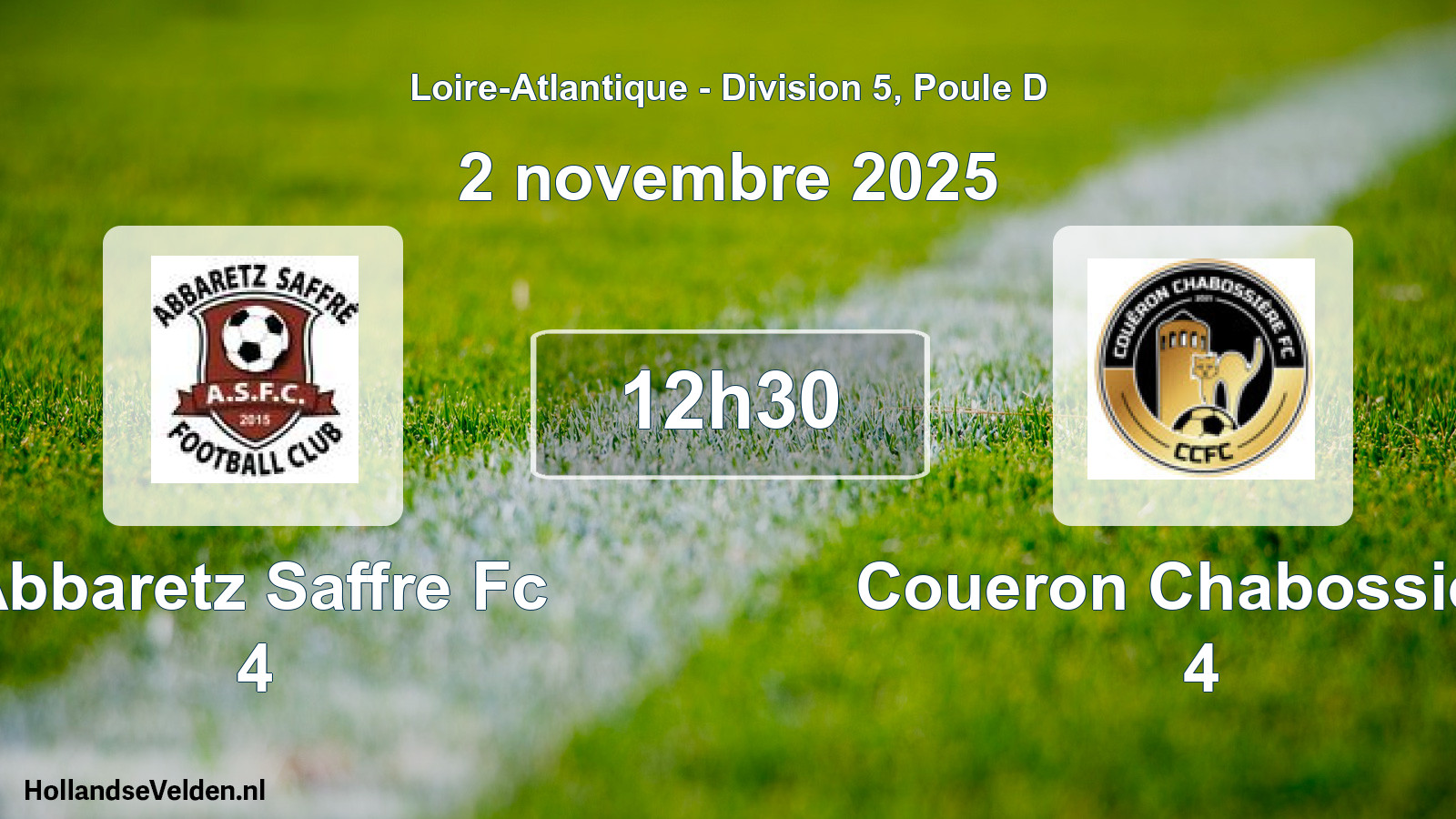 Geplande wedstrijd: Abbaretz Saffre Fc 4 - Coueron Chabossiere 4 (2 novembre 2025)
