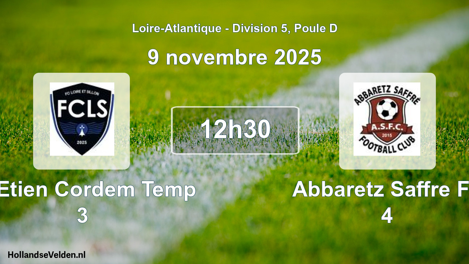Scheduled Match: St Etien Cordem Temp 3 - Abbaretz Saffre Fc 4 (9 November 2025)