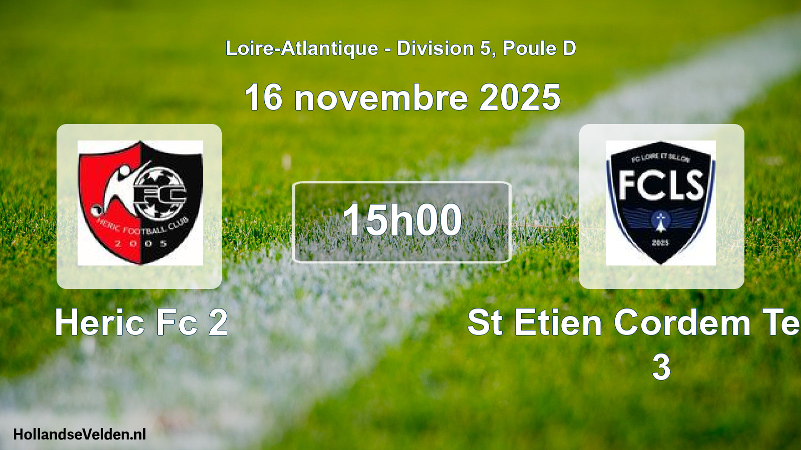 Geplande wedstrijd: Heric Fc 2 - St Etien Cordem Temp 3 (16 novembre 2025)