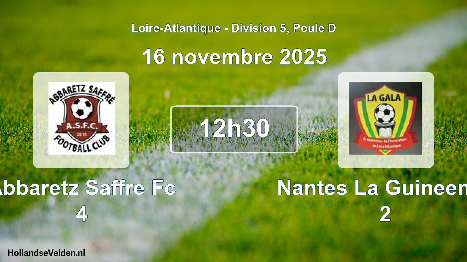 Geplande wedstrijd: Abbaretz Saffre Fc 4 - Nantes La Guineenne 2 (16 novembre 2025)