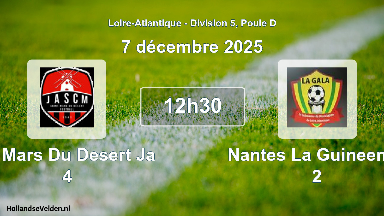 Geplande wedstrijd: St Mars Du Desert Ja 4 - Nantes La Guineenne 2 (7 décembre 2025)