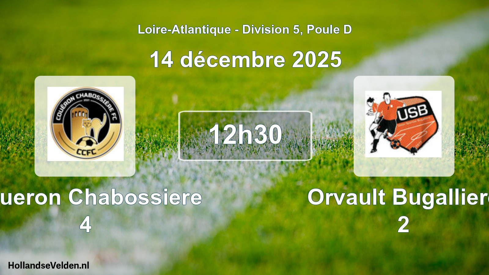 Geplande wedstrijd: Coueron Chabossiere 4 - Orvault Bugalliere 2 (14 décembre 2025)
