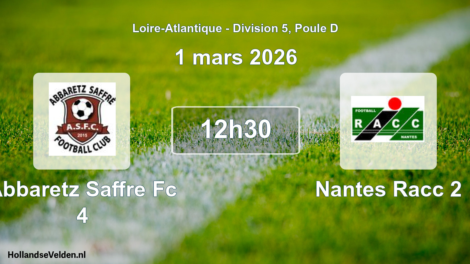 Scheduled Match: Abbaretz Saffre Fc 4 - Nantes Racc 2 (1 March 2026)