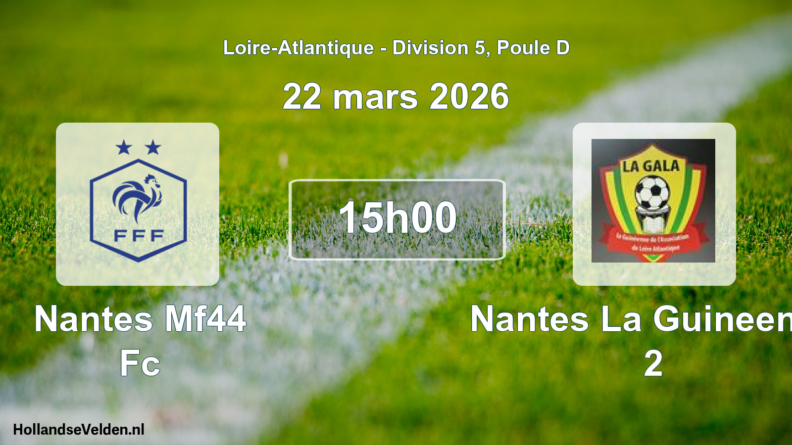 Geplande wedstrijd: Nantes Mf44 Fc - Nantes La Guineenne 2 (22 mars 2026)
