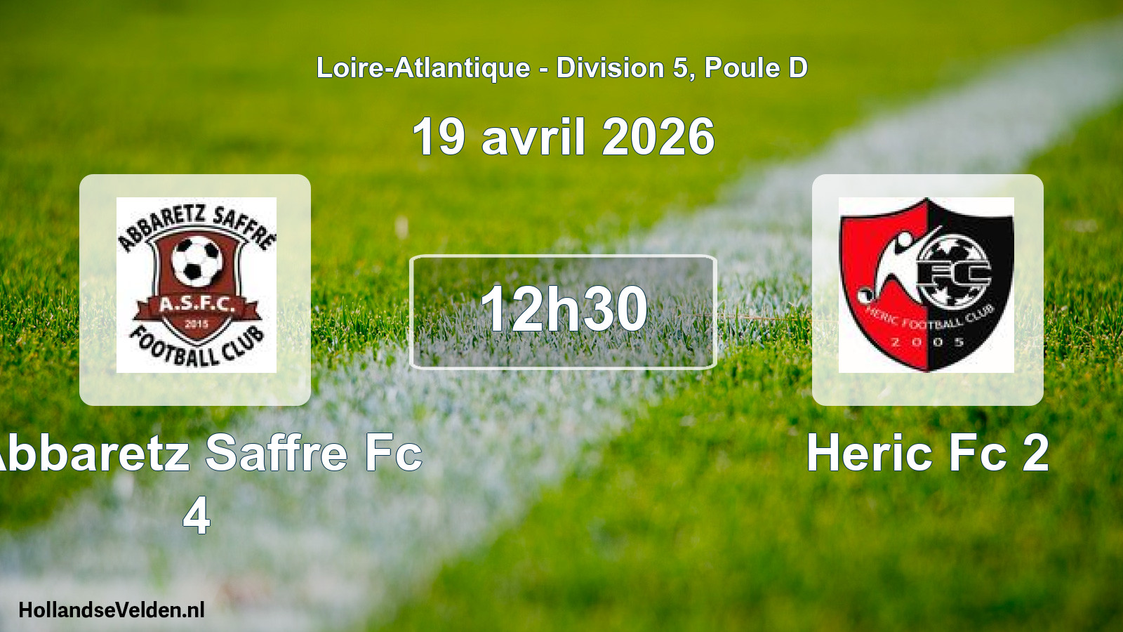Scheduled Match: Abbaretz Saffre Fc 4 - Heric Fc 2 (19 April 2026)