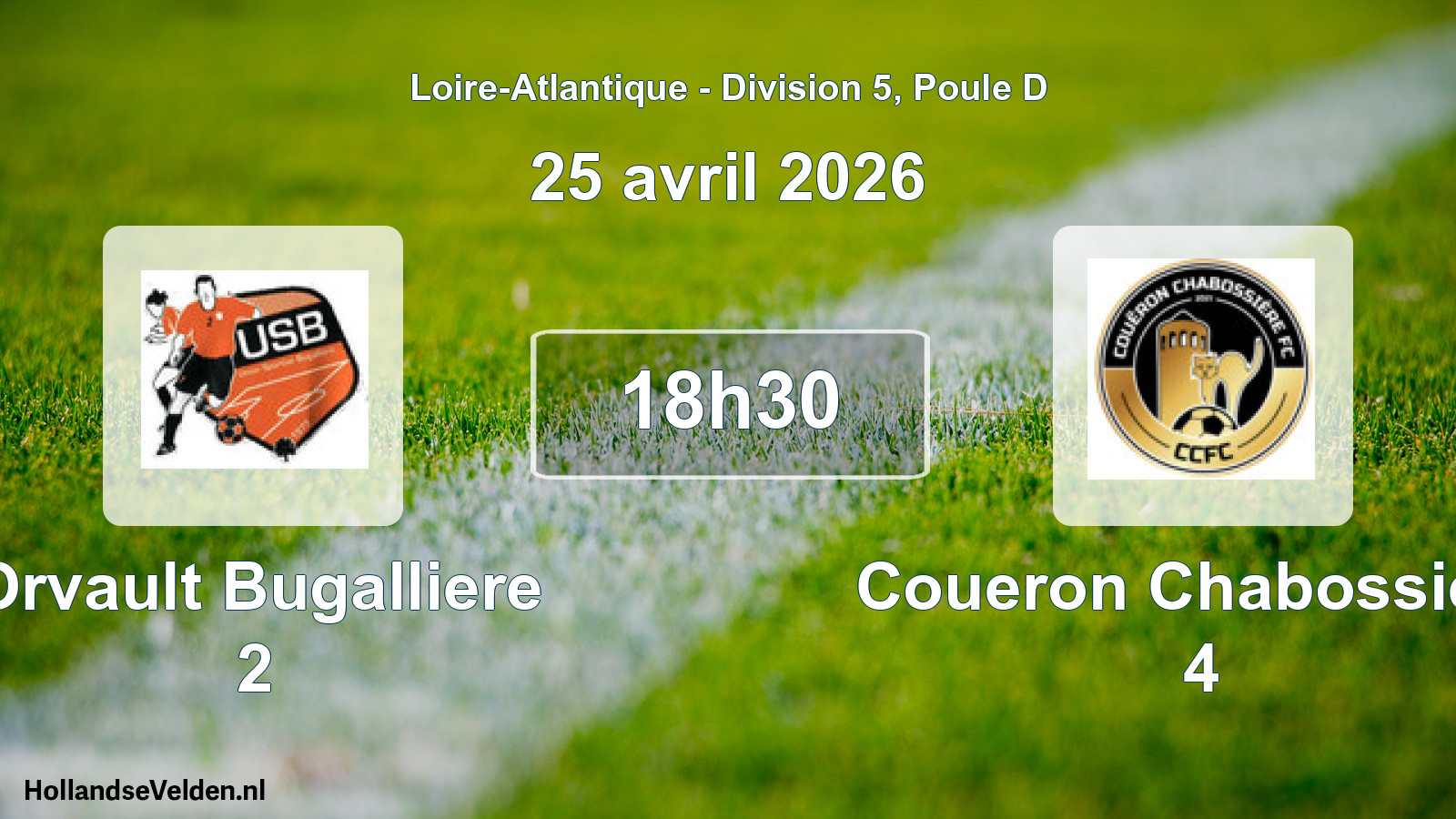 Geplande wedstrijd: Orvault Bugalliere 2 - Coueron Chabossiere 4 (25 avril 2026)