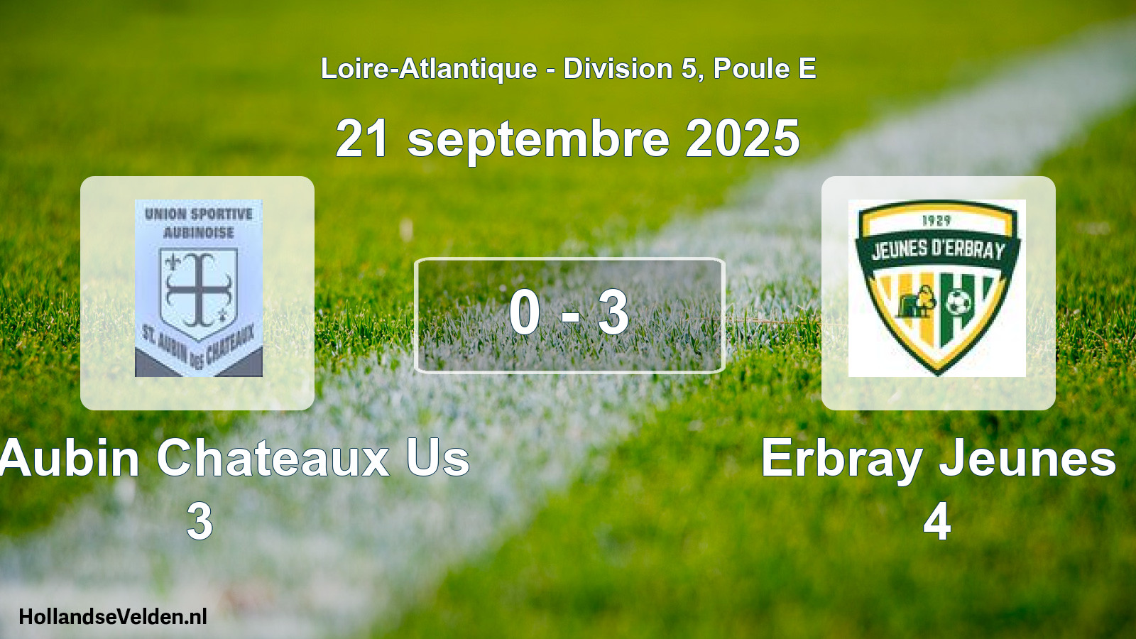Gespeelde wedstrijd: St Aubin Chateaux Us 3 - Erbray Jeunes 4 0 - 3 (21 september 2025)