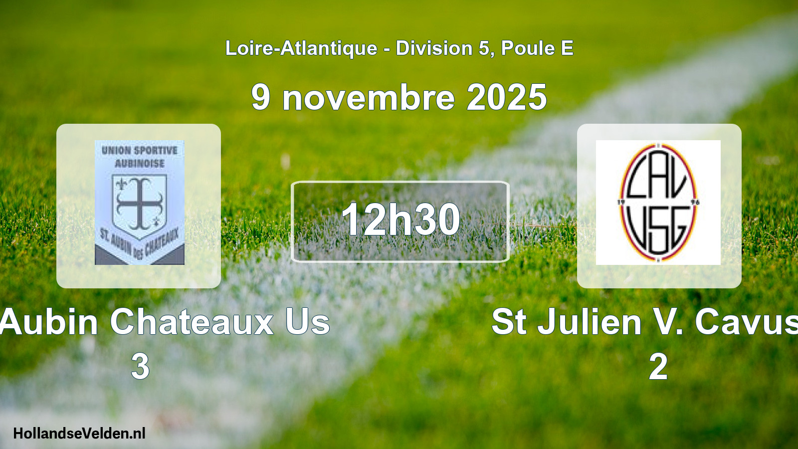 Geplande wedstrijd: St Aubin Chateaux Us 3 - St Julien V. Cavusg 2 (9 novembre 2025)