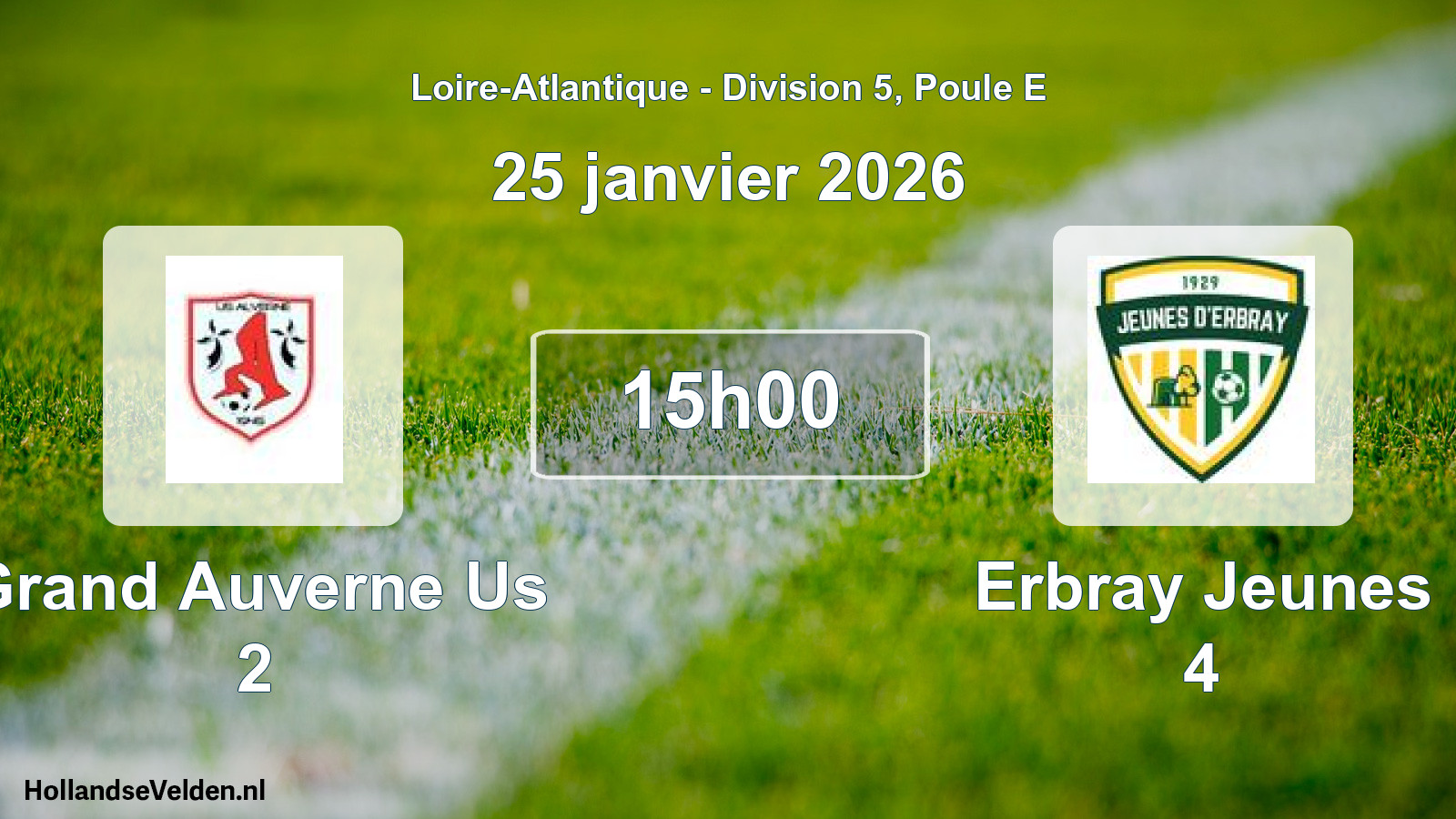 Geplande wedstrijd: Grand Auverne Us 2 - Erbray Jeunes 4 (25 januari 2026)