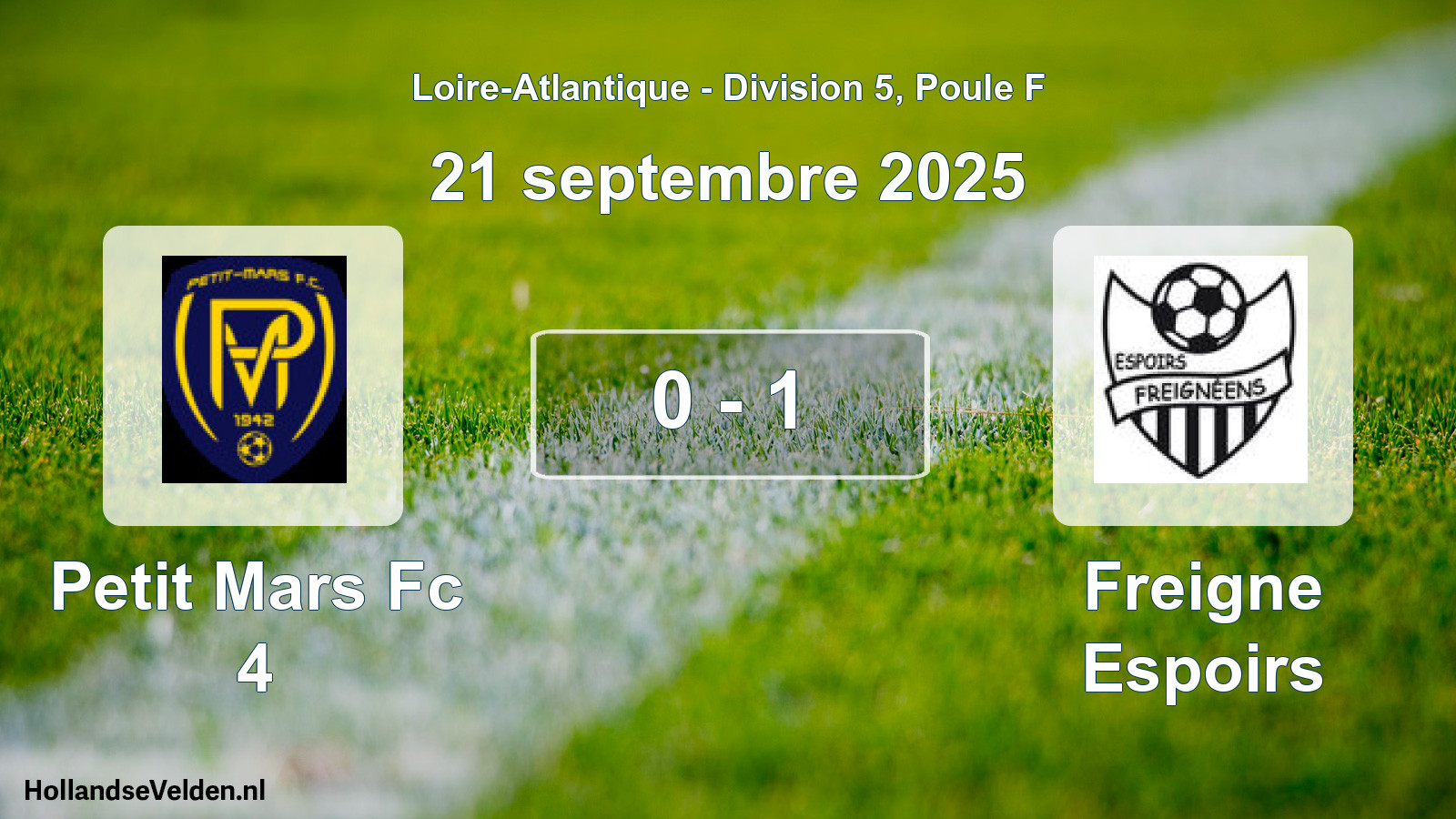 Gespeelde wedstrijd: Petit Mars Fc 4 - Freigne Espoirs 0 - 1 (21 september 2025)