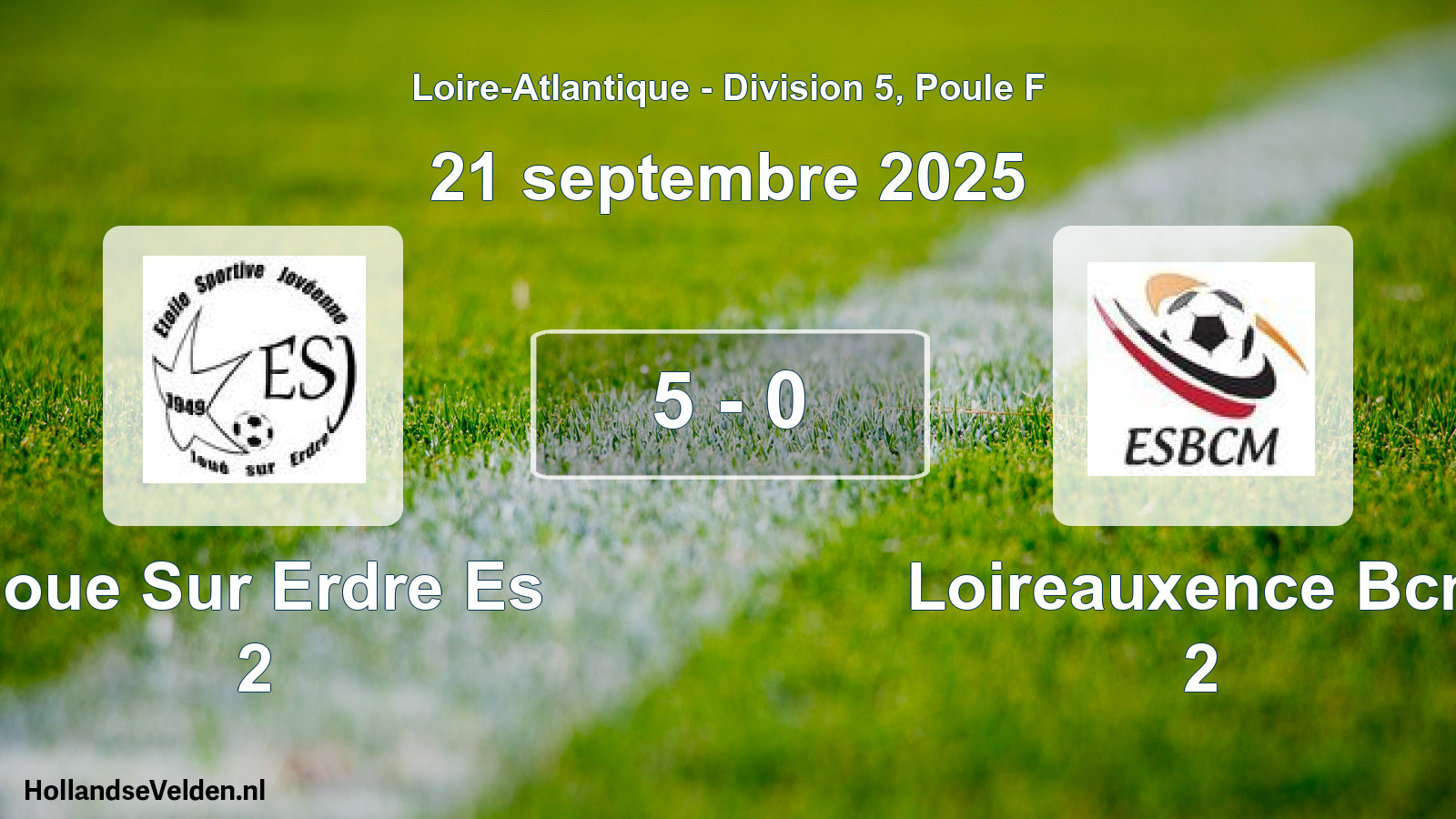 Gespeelde wedstrijd: Joue Sur Erdre Es 2 - Loireauxence Bcm 2 5 - 0 (21 september 2025)