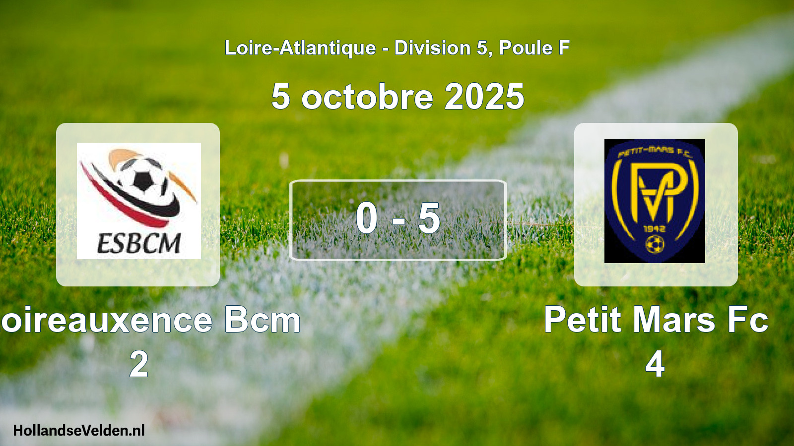 Total number of matches played: Loireauxence Bcm 2 - Petit Mars Fc 4 0 - 5 (5 October 2025)