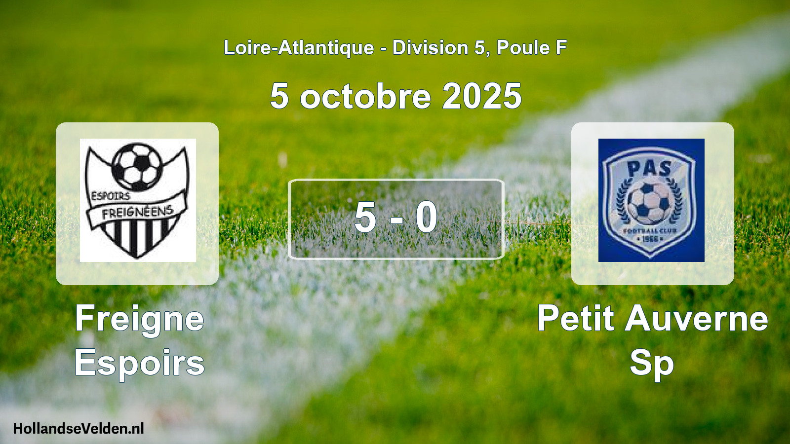 Total number of matches played: Freigne Espoirs - Petit Auverne Sp 5 - 0 (5 October 2025)