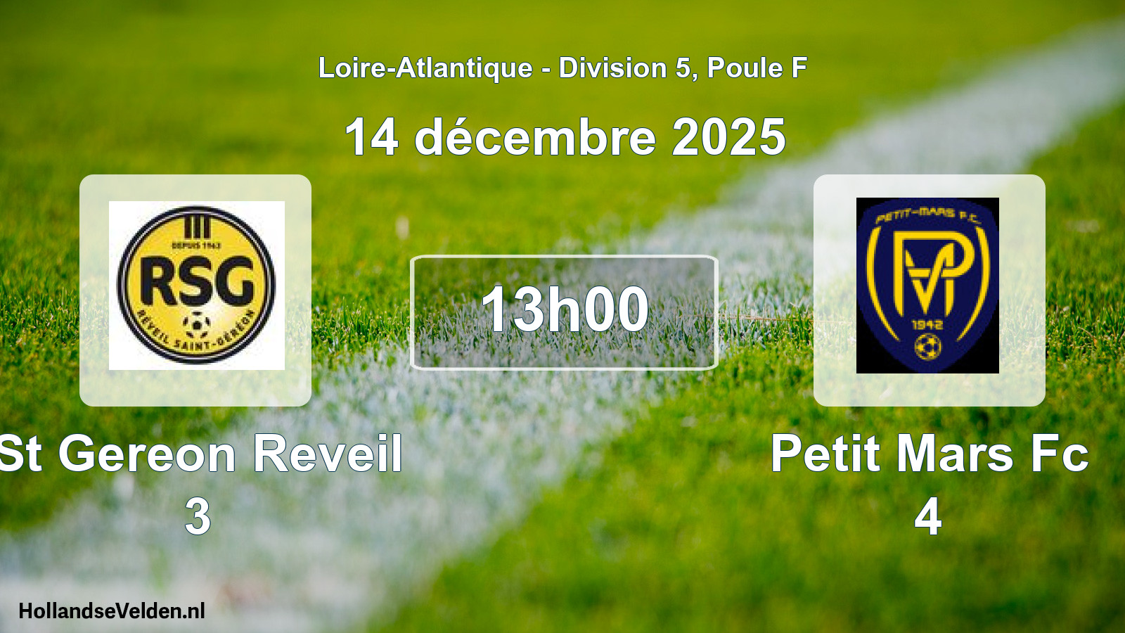 Geplande wedstrijd: St Gereon Reveil 3 - Petit Mars Fc 4 (14 december 2025)