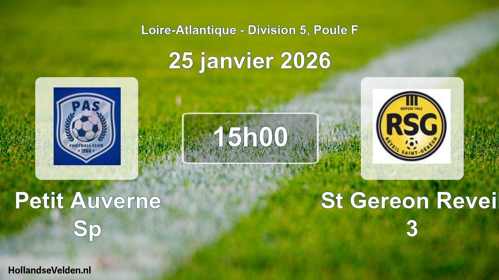 Geplande wedstrijd: Petit Auverne Sp - St Gereon Reveil 3 (25 janvier 2026)