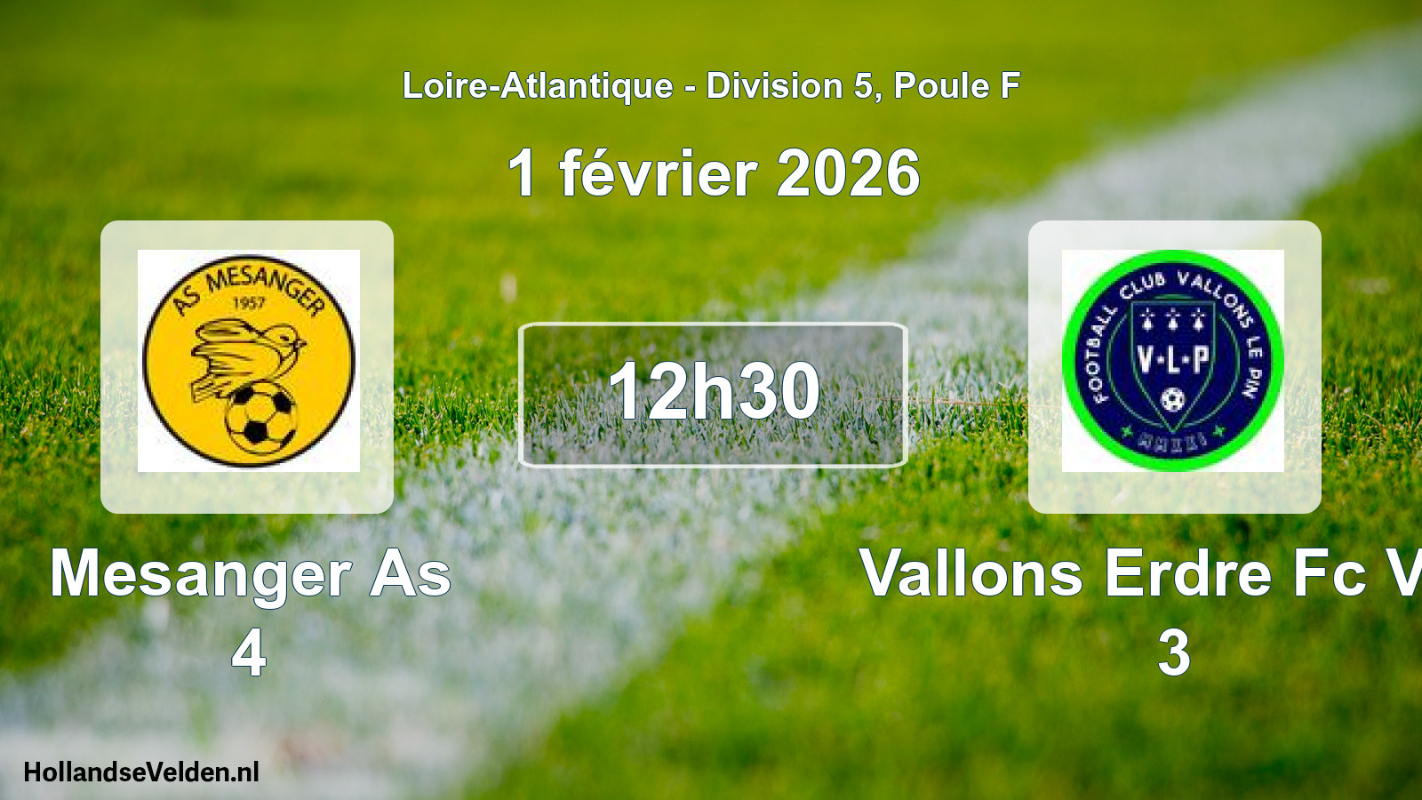 Scheduled Match: Mesanger As 4 - Vallons Erdre Fc Vlp 3 (1 February 2026)